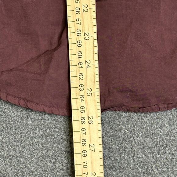 James Perse Shirt Womens 3 Burgundy Button Front Roll Tab Sleeve Cotton Slim Fit - Picture 8 of 10